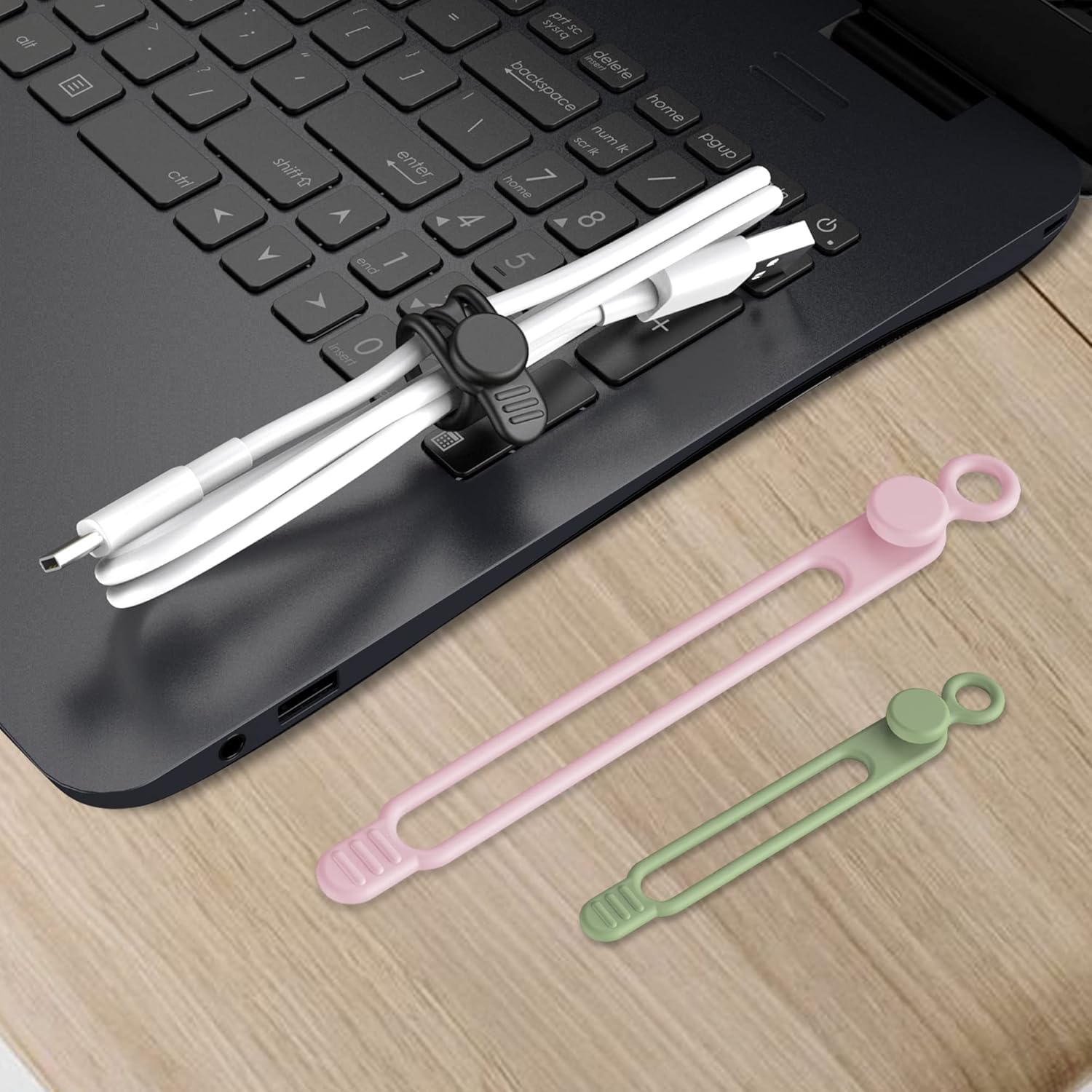 Nearockle Silicone Cable Ties Cord Organizer for Cable Management, 24PCS 4.2" and 7.1" Reusable Cable Organizer Electronic Accessories for Home, Office, Kitchen, School, Travel (4 Colors)