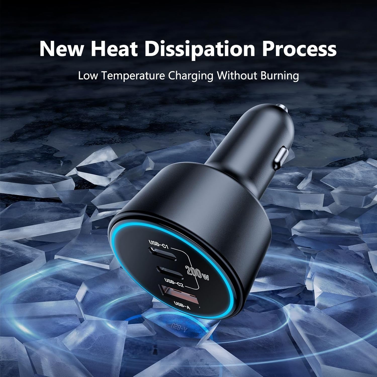 USB C Car Charger Fast Charging 200W, Dual PD 100W Type C Car Charger, PD3.0/QC4.0/PPS Cigarette Lighter Adapter for iPhone 16/15/14/13/12, Galaxy S22/S21 Ultra, MacBook, Laptop etc