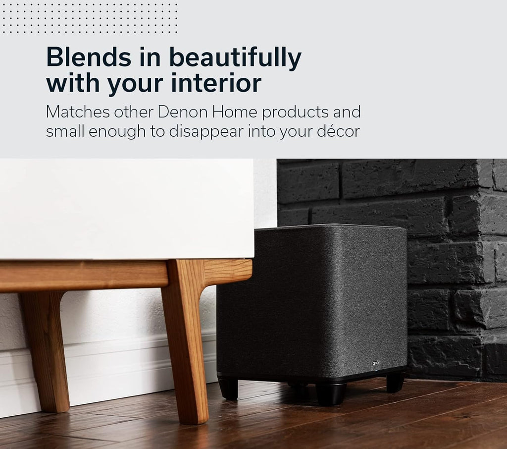 Denon Home Subwoofer – Deep, Powerful Bass, 8" Bass-Reflex Woofer, Wireless Streaming, Pair Home 150/250/350 Speakers & Sound Bar, Multi-Room Support, Black