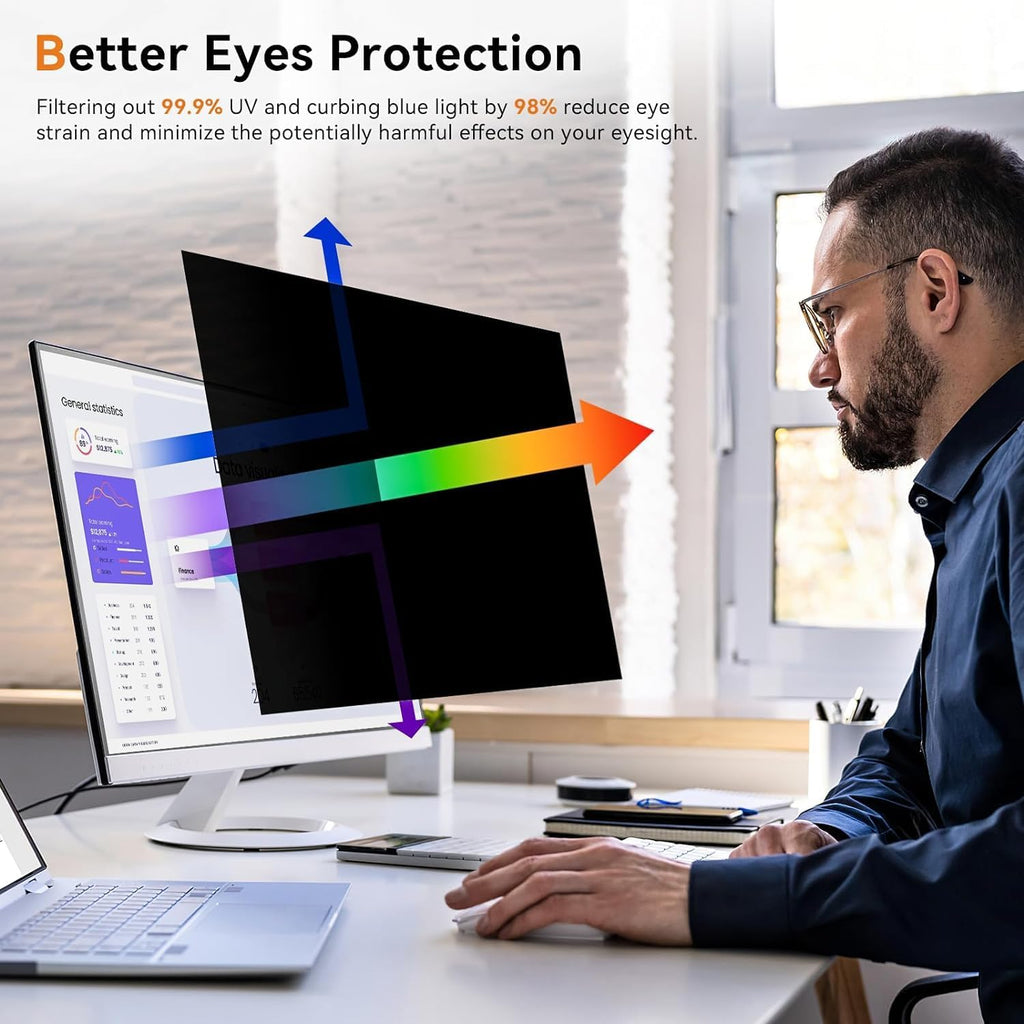[5-Pack] 31.5 Inch Computer Privacy Screen for 16:9 Widescreen Monitor, Anti Glare Anti-UV Eye Protection Desktop PC LED Monitor Filter, Removable Anti-Scratch Screen Film 31in