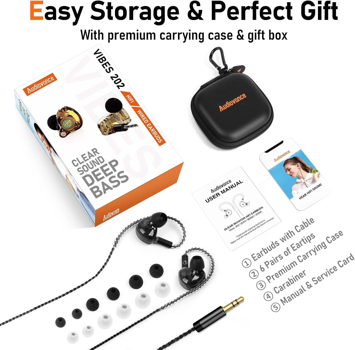 Vibes 202 Wired Earbuds - HiFi in Ear Monitor Headphones – Professional Noise-Isolating Ear Buds - Clear Sound, Deep Bass & Comfort-Fit IEM Earphones - MMCX to 3.5mm, Silver Plated Cord, Carrying Case