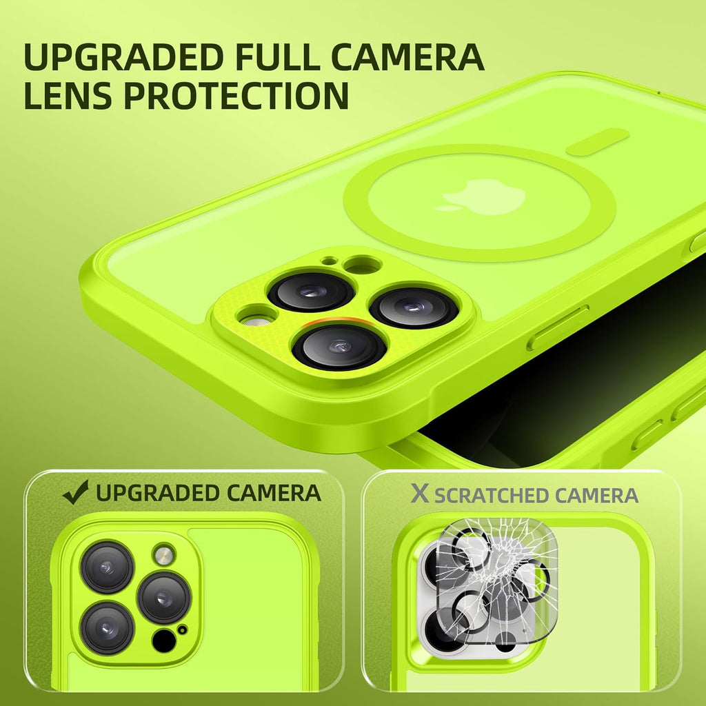 BERFY Magnetic for iPhone 16 Pro Case, Compatible with MagSafe, Built-in Privacy Screen Protector and Upgraded Camera Protection, Anti-Spy Full Body Shockproof Phone Case for 16 Pro 6.3", Bright Green
