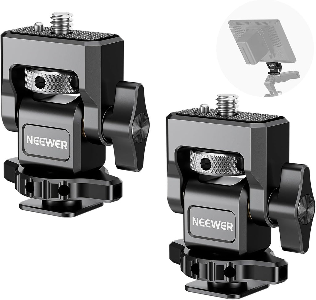 NEEWER Camera Monitor Mount with Cold Shoe (2 Pack), Anti Twist 1/4" Screw for 5" & 7" Field Monitor Compatible with Atomos Ninja V, 360° Swivel & 180° Tilt Damping, Compatible with SmallRig, MA006