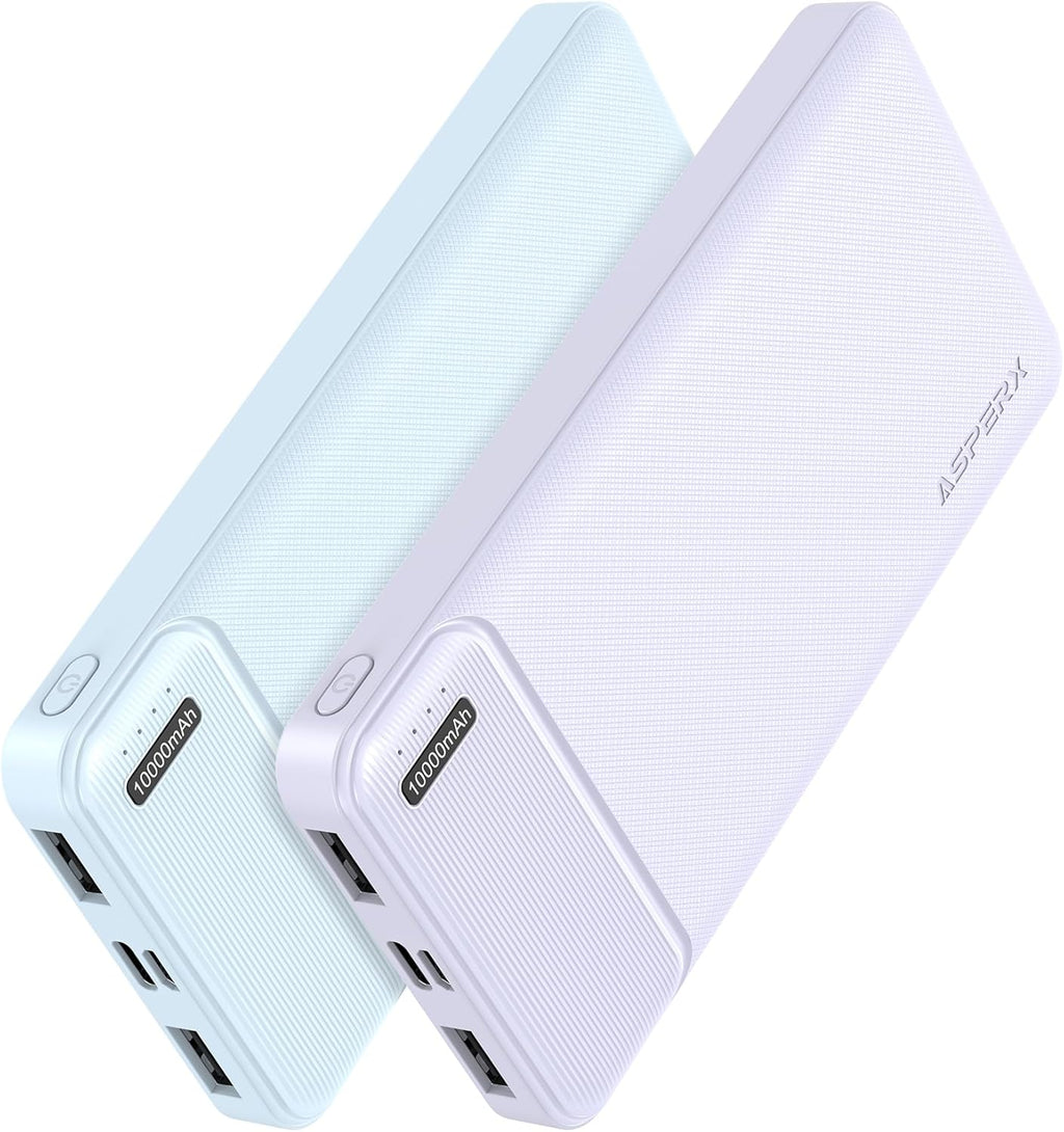 AsperX 2-Pack 10000mAh USB C Output Portable Charger Power Bank Fast Charging, Portable Phone Charger External Battery Pack for iPhone, Android, Google LG and Heated Vest