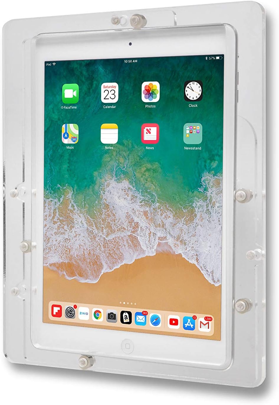 TABcare Anti-Theft Acrylic VESA Enclosure for Apple iPad mini 6 8.3" 2021 with Free Wall Mount Kit & 90-Degree Angle USB C Charge Cable (iPad mini 6 8.3", Red)