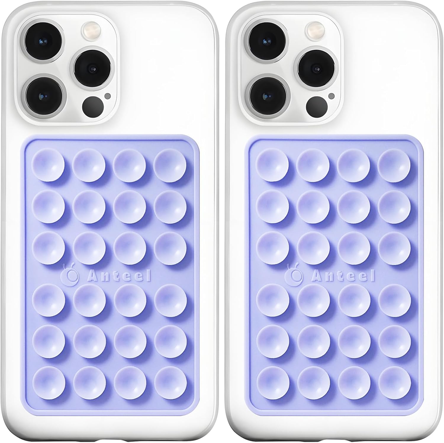 Anteel MAX Silicone Suction Phone Case Adhesive Mount, Upgraded Super Strong Grip, Durable, Easy to Use, Hands-Free Sticky Phone Holder for Selfies, Tiktok Videos, 2.56"x3.94" (LPE&LPE)