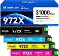 972X Ink Cartridges High Yield 4-Pack with chip Compatible Replacement for HP 972X 972A 972 use with HP Pagewide Pro 477dw 577dw 477dn 452dn 452dw 552dw 577z P55250dw Printer Black Cyan Magenta Yellow