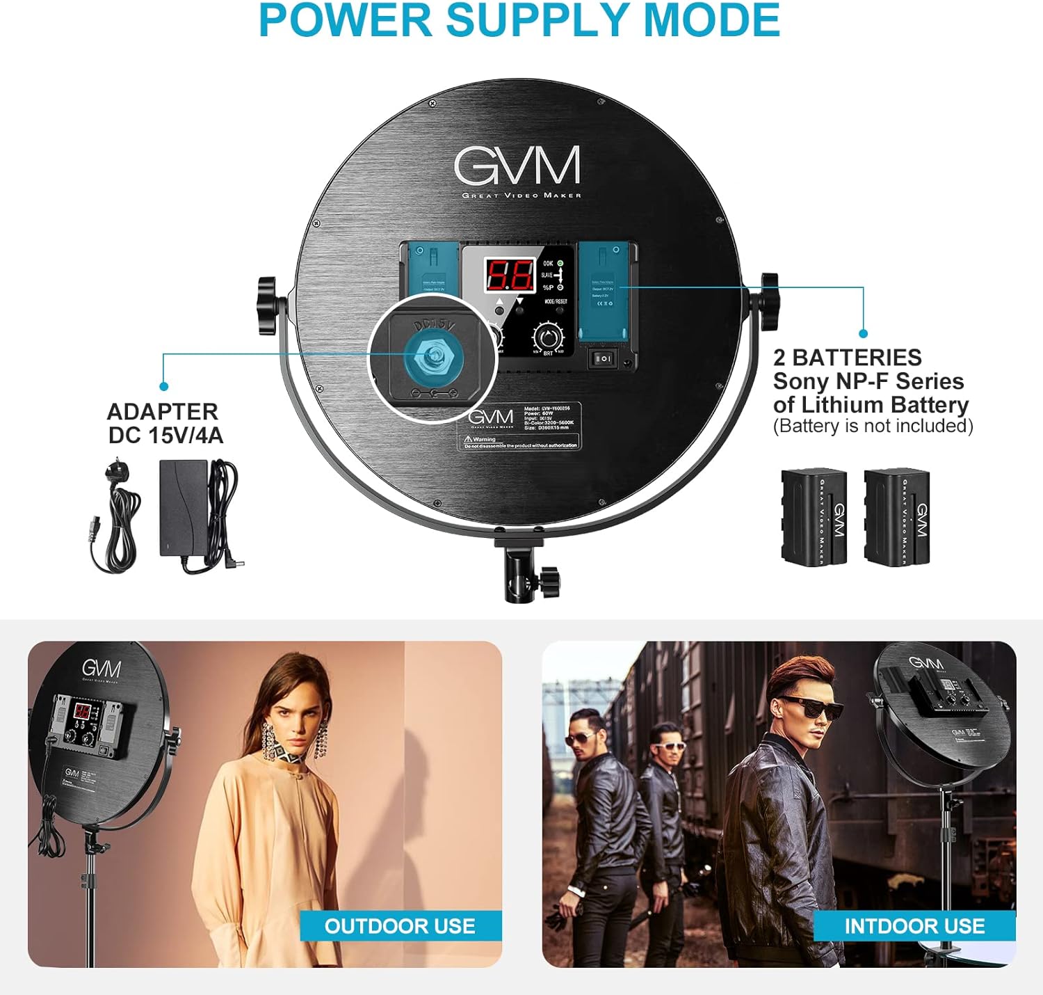 GVM Key Light, 14" LED Video Light with APP Control, Bi-Color Round Lighting, Ultra Thin 60W 3200-5600K Dimmable LED Soft Light with Table Stand for Gaming Studio YouTube Wedding Live Streaming