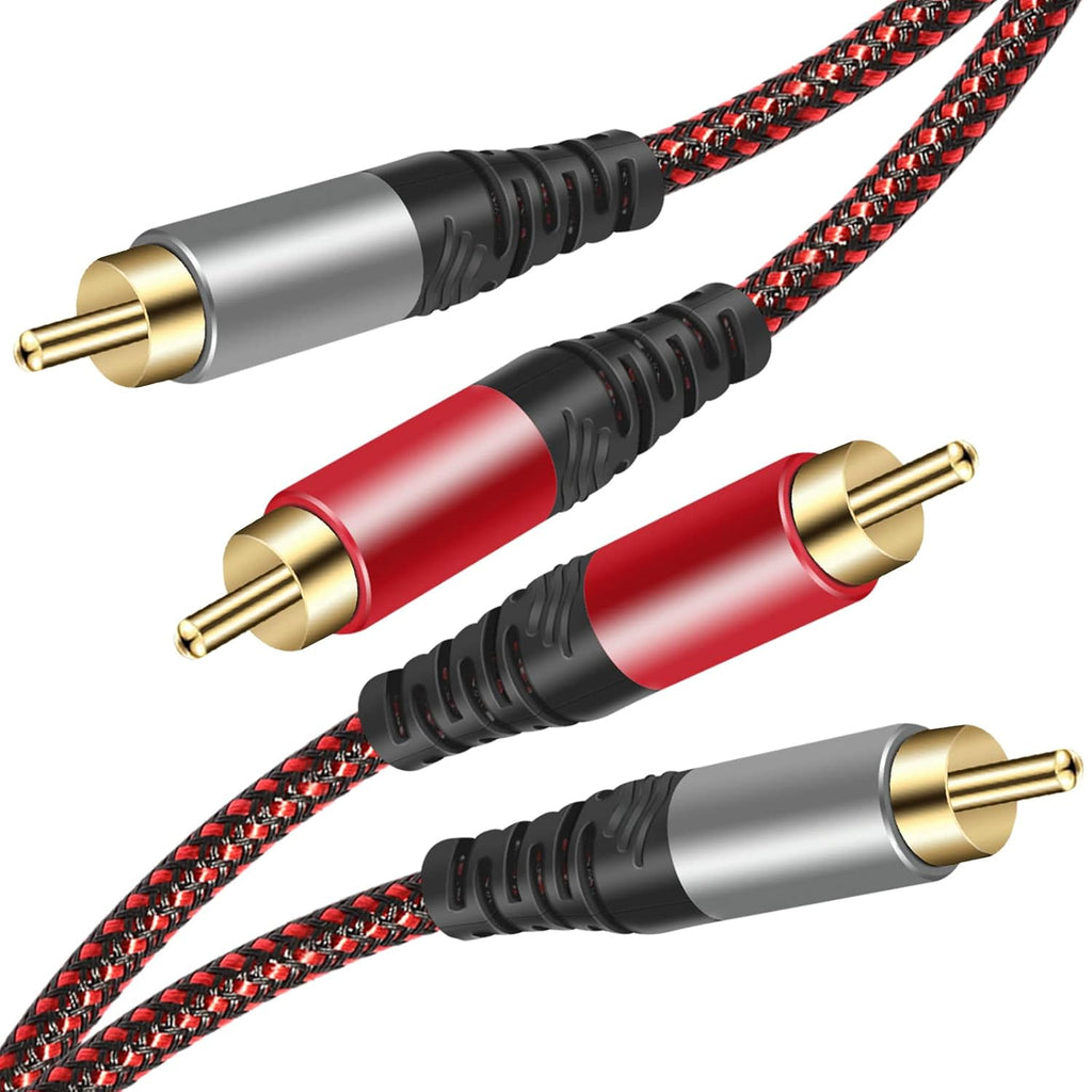RCA Cable 12Ft,2Rca Male to 2-RCA Male Audio Stereo Subwoofer Cable [Hi-Fi Sound] Nylon-Braided Auxiliary Audio Cord for Home Theater, HDTV, Amplifiers, Hi-Fi Systems,Speakers and etc (12Ft)
