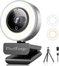 4K Webcam for PC with Microphone & Light & Privacy Cover, Web Camera for Desktop Computer/Laptop/Monitor/Mac, 4K UHD Sony Sensor, PDAF Auto Focus, Dual AI Noise-Cancelling Mics, USB Streaming Camera