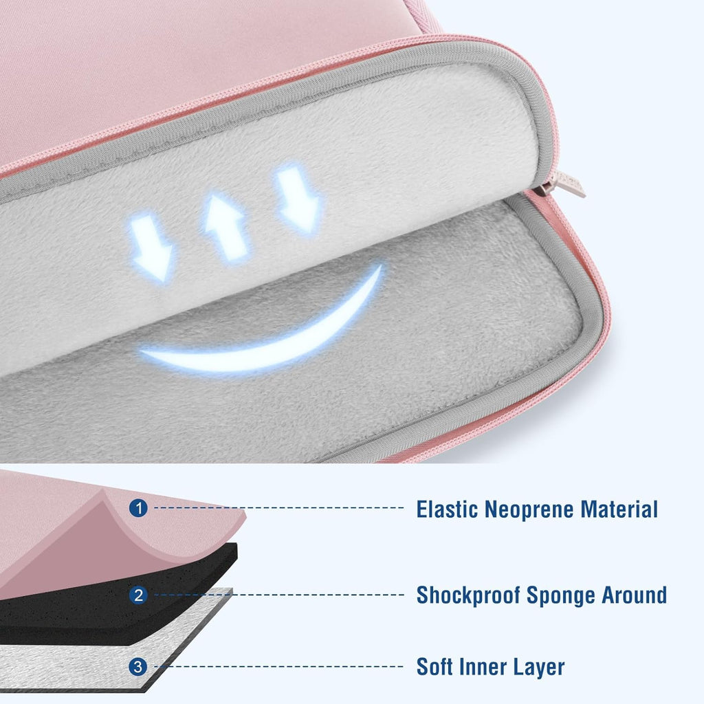 MOSISO Laptop Case 13.3 inch, 13-13.3 inch Laptop Sleeve Bag Compatible with MacBook Air/Pro 13/Pro 14 M5 M4 M3 M2 M1, HP Dell ASUS Lenovo, Neoprene Computer Sleeve Bag with Small Case, Baby Pink