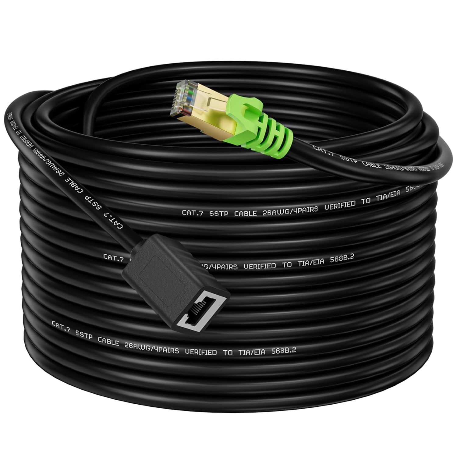 Ethernet Extension Cable 50ft, Network Cat6a Extension Patch Cable RJ45 Cords Shielded Male to Female Connector (50FT)