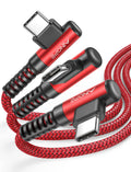AINOPE USB C to USB Cable [3-Pack 3.3ft/6.6ft/10ft] 3.1A USB Fast Charge Right Angle, Resistant Nylon Braided USB C Charging Cable Compatible with Galaxy S21 S20 Plus, Note 20 10 9, Moto