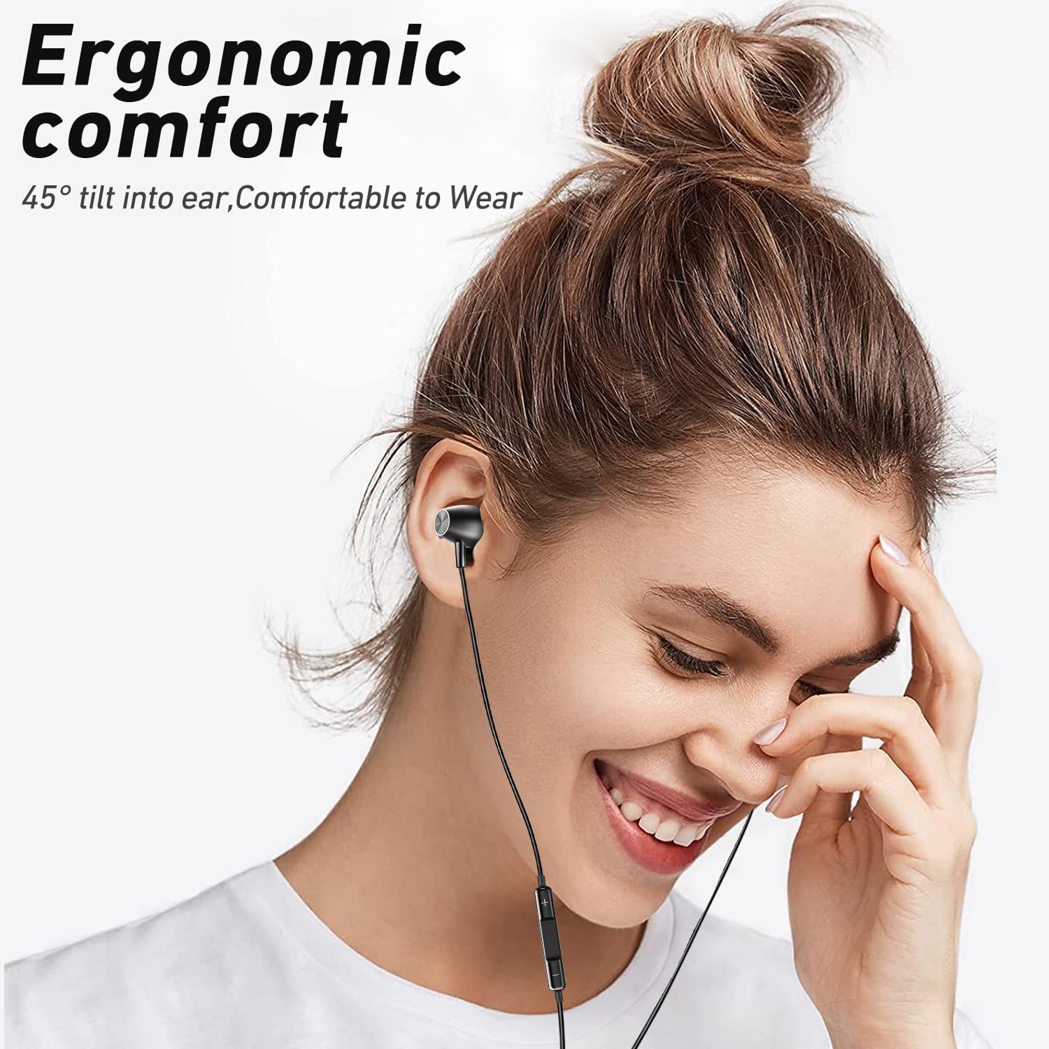 Keyron Lightning Headphones for iPhone [MFi Certified],Wired Earbuds with Built-in Microphone & Volume Control, Earphone Compatible with iPhone 14/13/12/11/XR/XS/X/8/7/SE/Pro/Pro Max, Black/Purple,2Pc