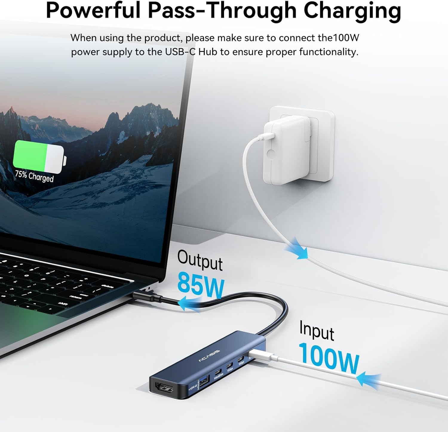 ACASIS USB C Splitter with 4K@60Hz Video Output, USB C Hub 10Gbps with 1xHDMI, 1xUSB C Video Output for Portable Monitor, 3xUSB C 10Gbps,100W PD, Multiport Adapter Splitter for Dell/HP/Mac Pro/Samsung
