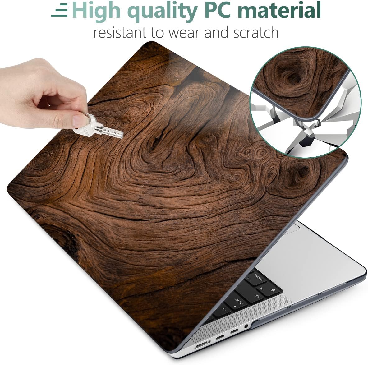 DONGKE for M4 MacBook Pro 16 Inch Case 2024 2023 2021 A3403 A3186 M3 A2991 M2 A2780 M1 A2485 Pro/Max Chip, Plastic Hard Shell Case & Keyboard Cover for Mac Pro 16 with Touch ID, Wood Grain