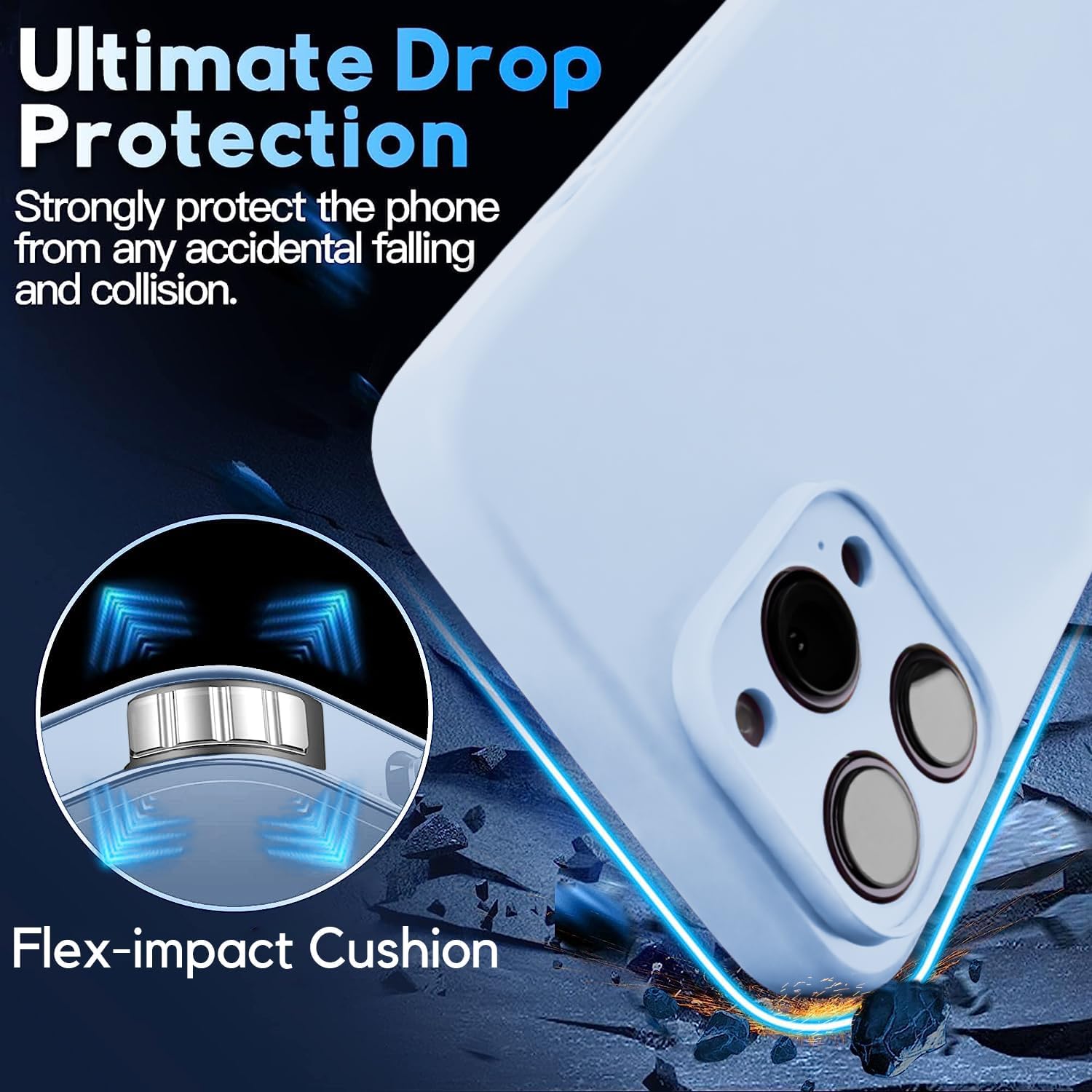 Blaspins Crossbody Lanyard Strap Case for iPhone 13 Pro, Neck Cross Body, Adjustable Holder Removable, Drop Protection Shockproof, Hands-Free Silicone Case 6.1 inch, 150 cm Strap, iP13Pro - Blue