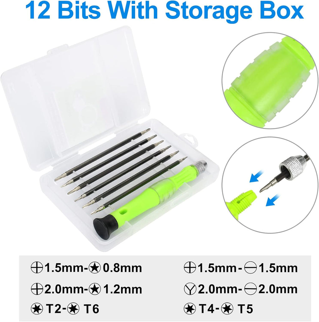 13 Pcs Precision Screwdriver Set Magnetic, Electronics Opening Pry Tools Repair Kit with LCD Screen Opening Suction Cup Pliers for Computer, PC, Tablet, Laptop, Eyeglass, Watch