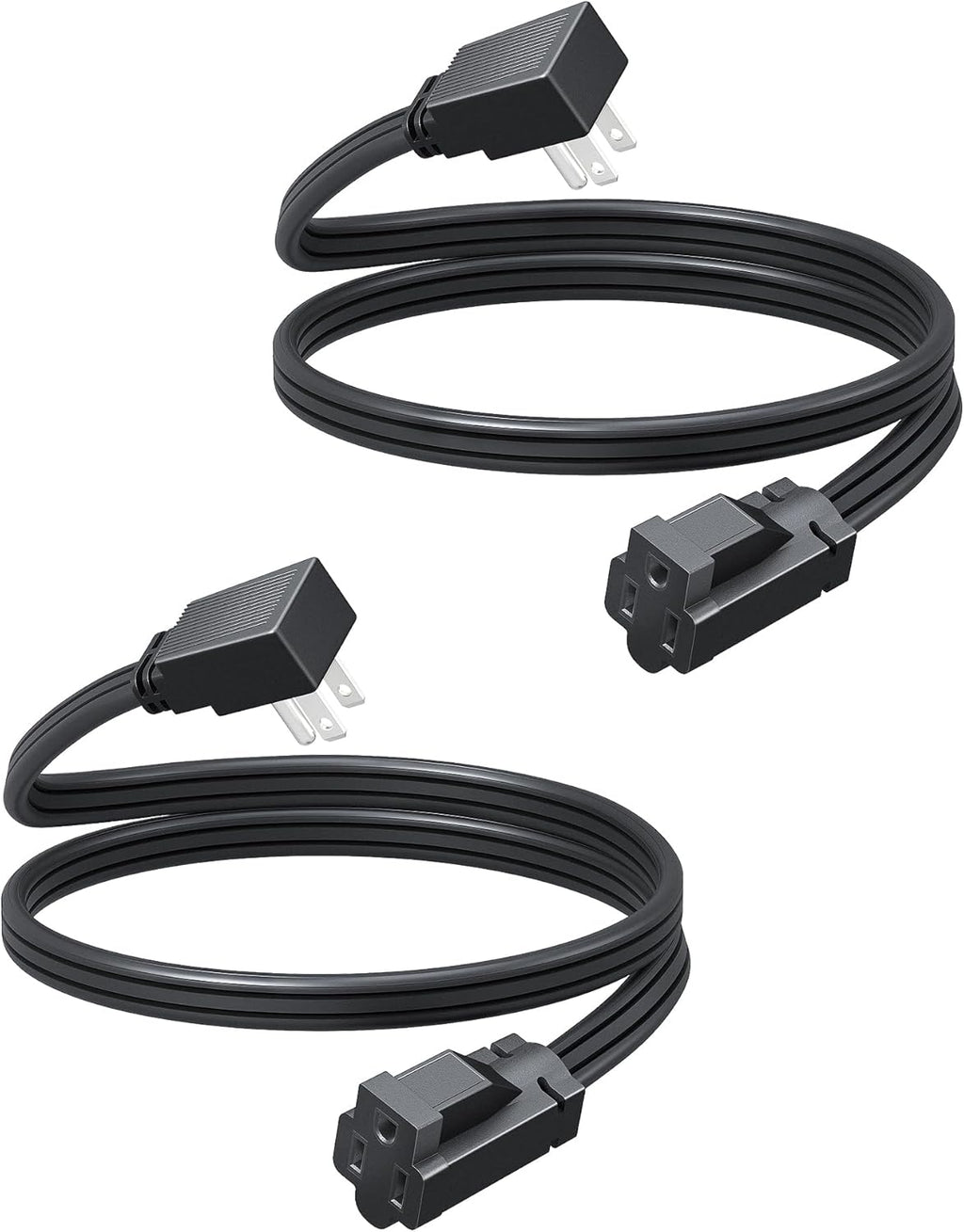DEWENWILS Heavy Duty 3FT Extension Cord with 3-Prong Flat Plug, 15A/1875W 14/3 SPT-3 Flat Wire, Space Saving for Home Office Appliances & Electronics, ETL Listed, 2 Pack, Black