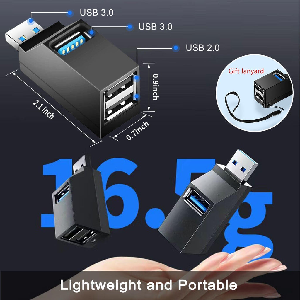 USB 3.0 Hub, VIENON 3-Port Portable USB Expander USB Splitter for Laptop, Car, Mac Pro, iMac, MacBook Air, MacBook Pro, MacBook and More
