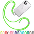 Cell Phone Lanyard [Fluor Green] - Comfortable Universal Smartphone Lanyard - Easy to Use Neck Phone Holder [Clear Patch] - Adjustable Length Phone Strap Crossbody - Fits All Mobile Phones