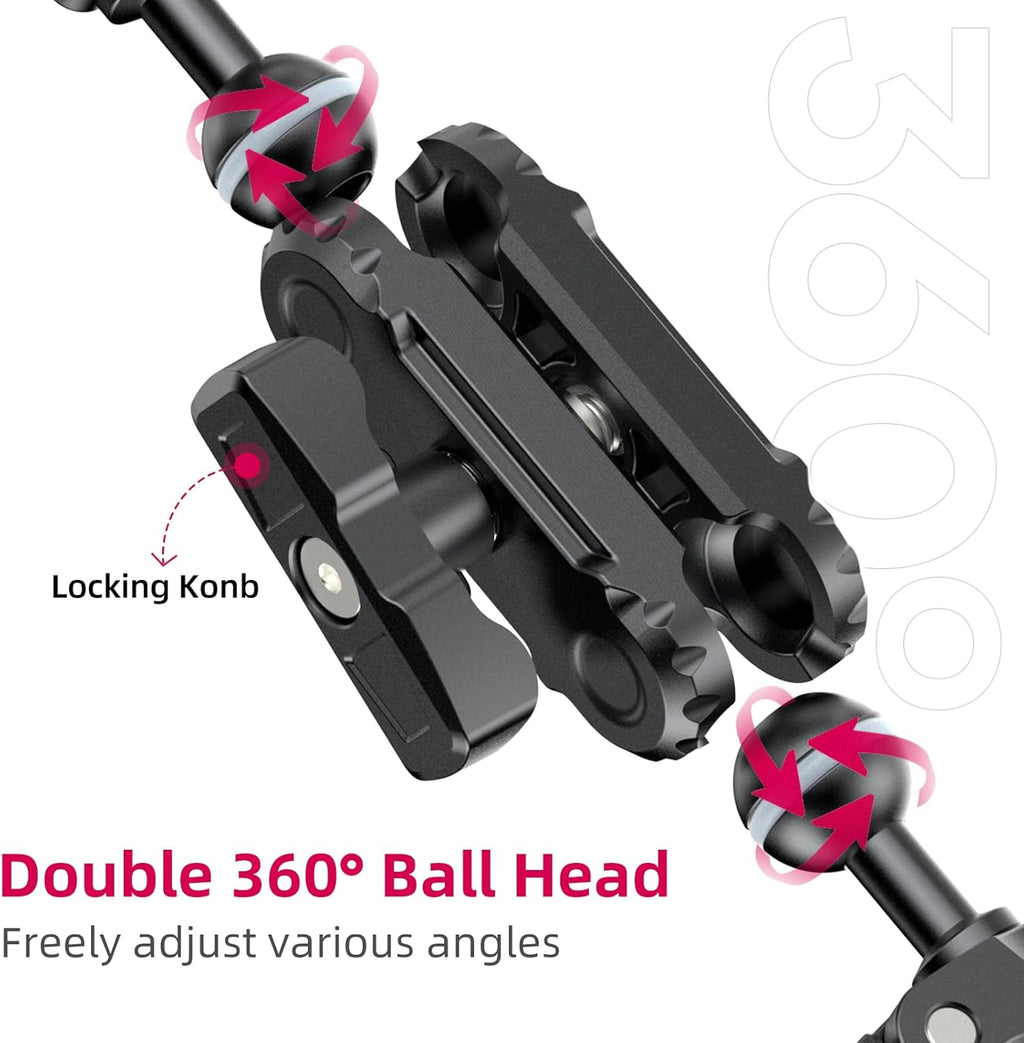 ULANZI Super Clamp Double Camera Clamp with 1/4" Adapter, CO17 Crab Plier Clip Bracket Mount Monitor Magic Arm Double Ball Head Adapter for Photo Studio Light Stand, Photo Boom Stand, Cross Bars