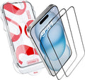 Tempered Glass Screen Protector for iPhone 15 – Full Edge-to-Edge Protection, 9H Hardness, Oleophobic Coating - Accessories For IPhone 15 Phone Protector with Applicator - Black Design