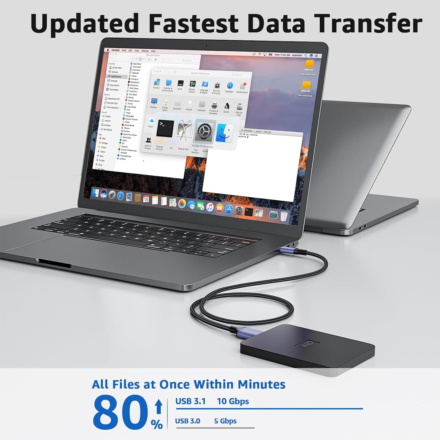USB 3.1 Micro B to USB C Hard Drive Cables, 3.3FT 10 Gbps USB C to Micro B, External Hard Drive Cable Compatible with MacBook Pro/Air, iPad/Tablet, iPhone, Samsung Galaxy S24, WD Seagate etc