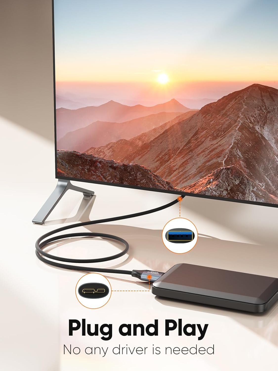 CableCreation USB C Hard Drive Cable 2FT, 5Gbps USB A/C to Micro B, USB 3.0 Cable Compatible with iPhone 15 Plus/15 Pro Max, WD, External Hard Drive, and Camera, Grey