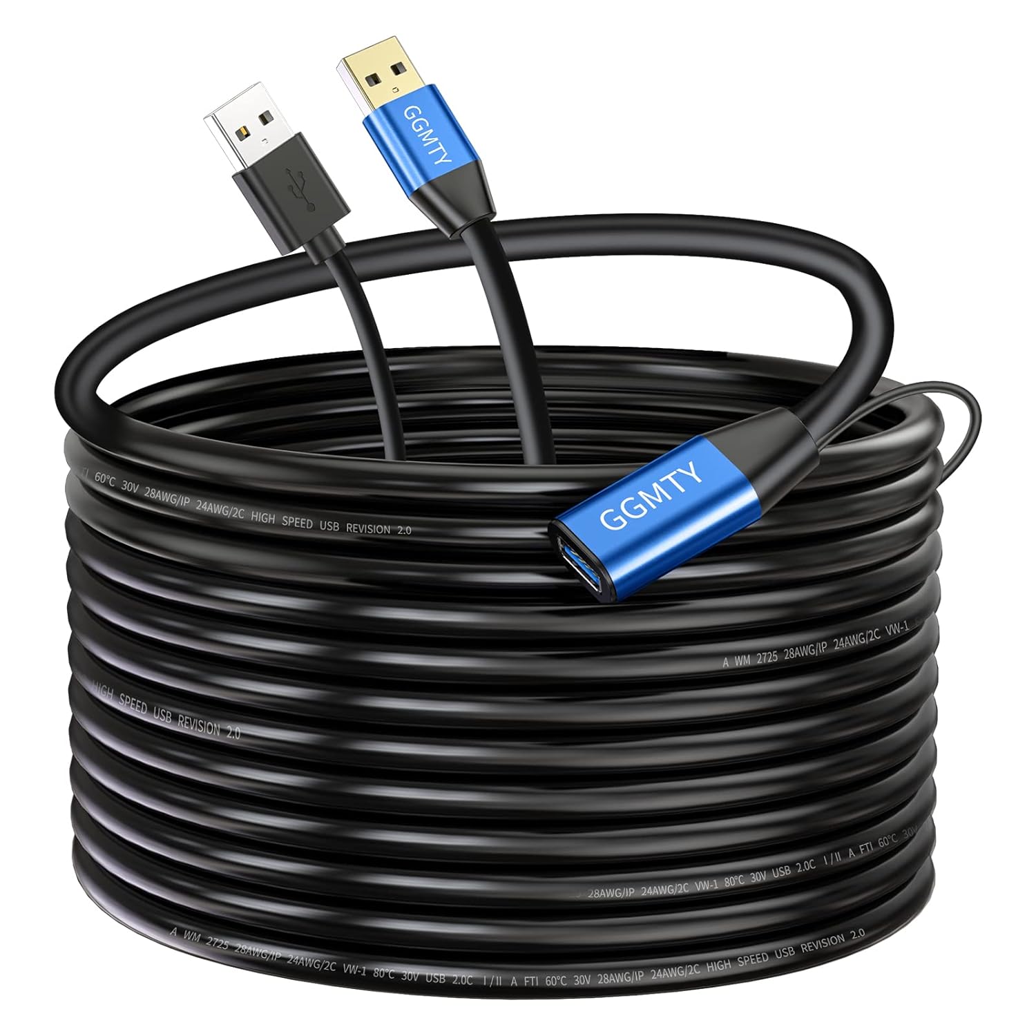 USB 2.0 Type A Male to A Female Active Repeater Extension Cable 30ft, High Speed 480 Mbps