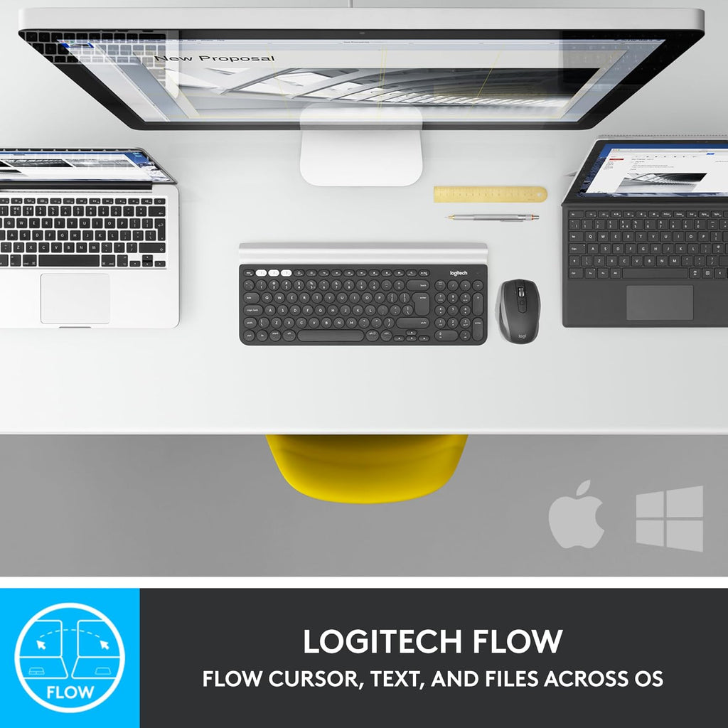 Logitech MX Anywhere 2S Bluetooth Edition Compact Wireless Mouse, No USB Receiver - Use On Any Surface, Hyper-Fast Scrolling, Rechargeable, Control Up to 3 Apple Mac and Windows Computers and Laptops