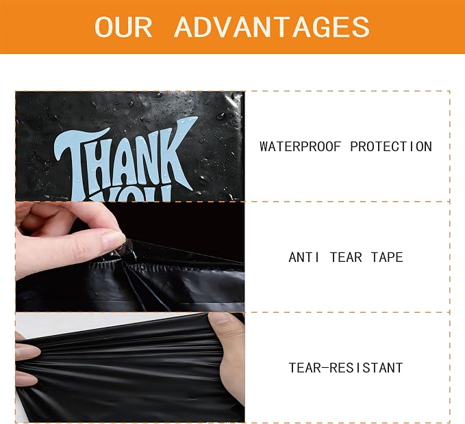 POLYSELLS Thank You Poly Mailers 10x13 inches 100 Pcs Waterproof Self-Sealing - Image 3