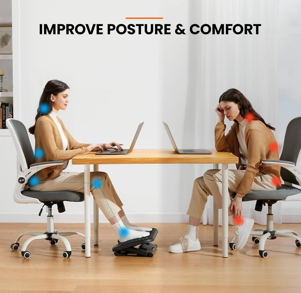 ErGear Under Desk Footrest, Adjustable Foot Rest with 3 Height Settings and 30-Degree Angle, Ergonomic Desk Foot Rest with Massage Texture, Foot and Leg Rest for Home & Office