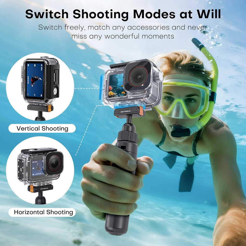 REYGEAK Waterproof Case for DJI Osmo Action 5Pro/4/3,164FT/50M Underwater Protective Housing Dive Kit,Diving Housing Cover Shell with Magnetic Quick Release Interface.
