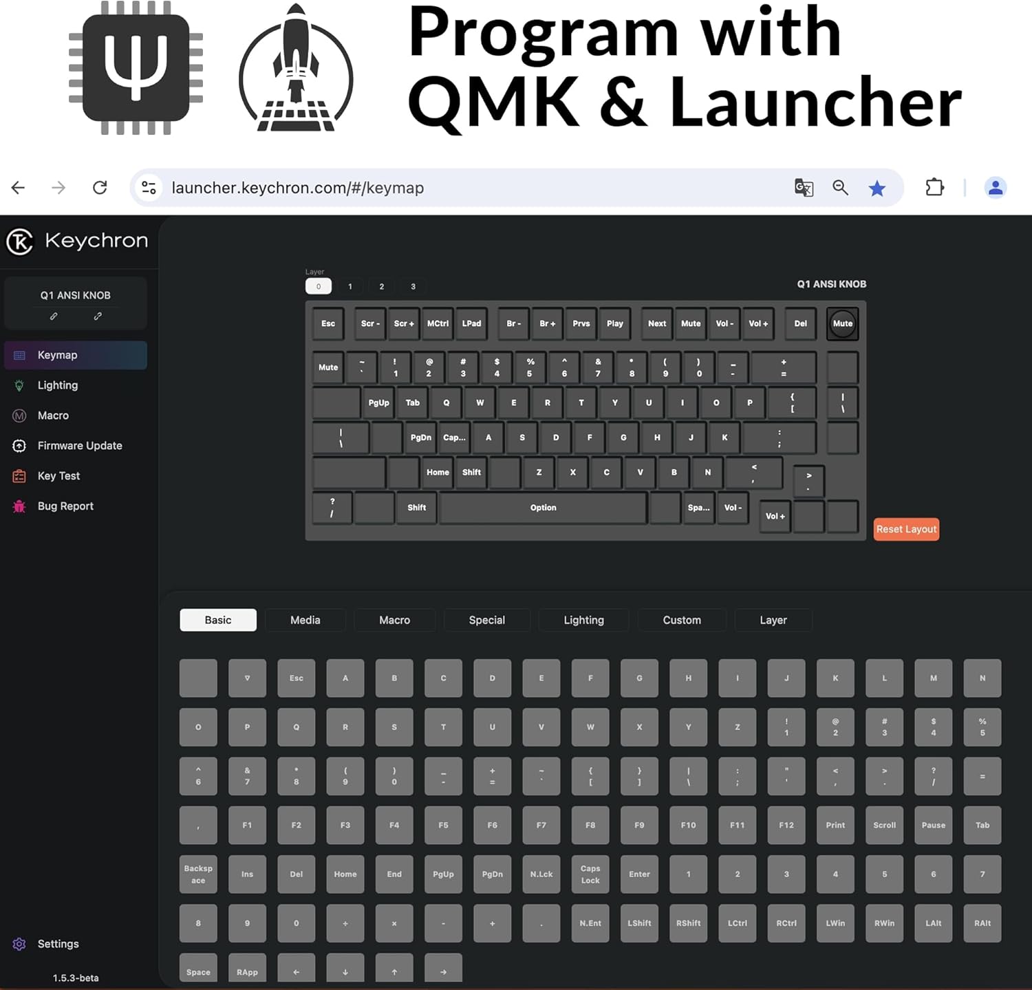 Keychron Q1 RGB Wired Custom Mechanical Keyboard Knob Version, 75% Layout QMK/VIA Programmable with Hot-swappable Gateron G Pro Blue Switch Double Gasket Compatible with Mac Windows Linux (Grey)