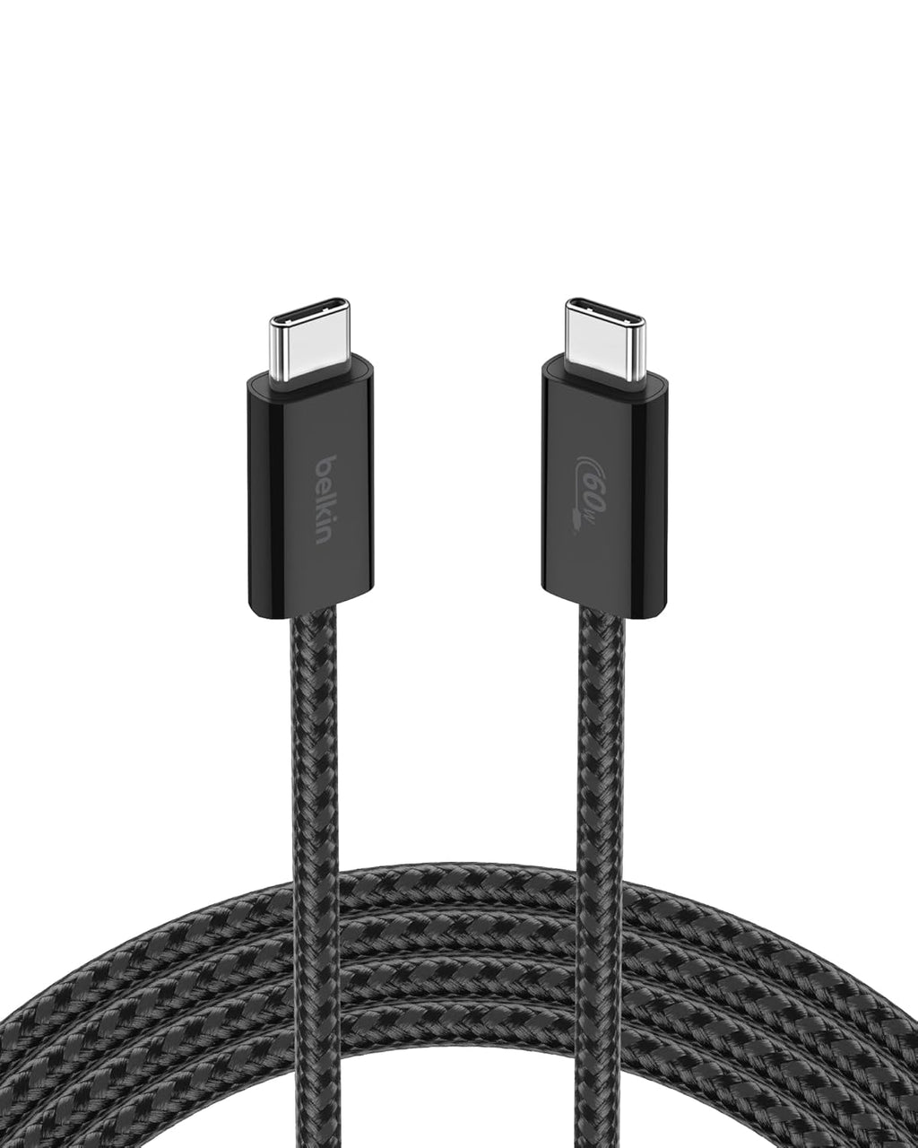Belkin USB C to USB C Cable, 6.6ft, 60W - Type C Charger, iPhone Charger Cord, Soft, Braided, Flexible for iPhone 16, Galaxy S25, Pixel 9, Airpods, iPad Pro, Tablet & More, Travel Essentials - Black