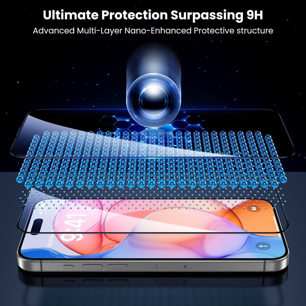 Uyiton UnBreak-Glass for iPhone 15 Pro Max Screen Protector, [Easy to Install] Full Coverage Case Friendly Scratch Resistance Bubble-Free 9H Tempered Glass Screen Protector 15 Pro Max(6.7''), 2 Pack