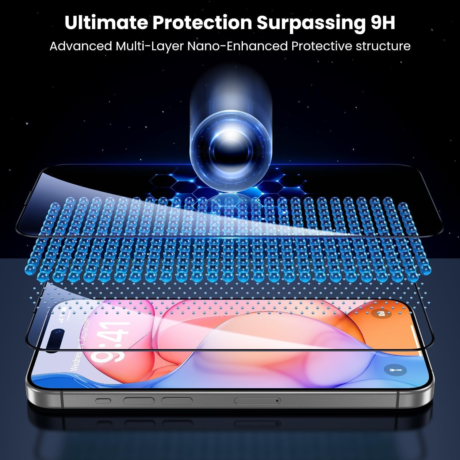 Uyiton UnBreak-Glass for iPhone 15 Pro Max Screen Protector, [Easy to Install] Full Coverage Case Friendly Scratch Resistance Bubble-Free 9H Tempered Glass Screen Protector 15 Pro Max(6.7''), 2 Pack
