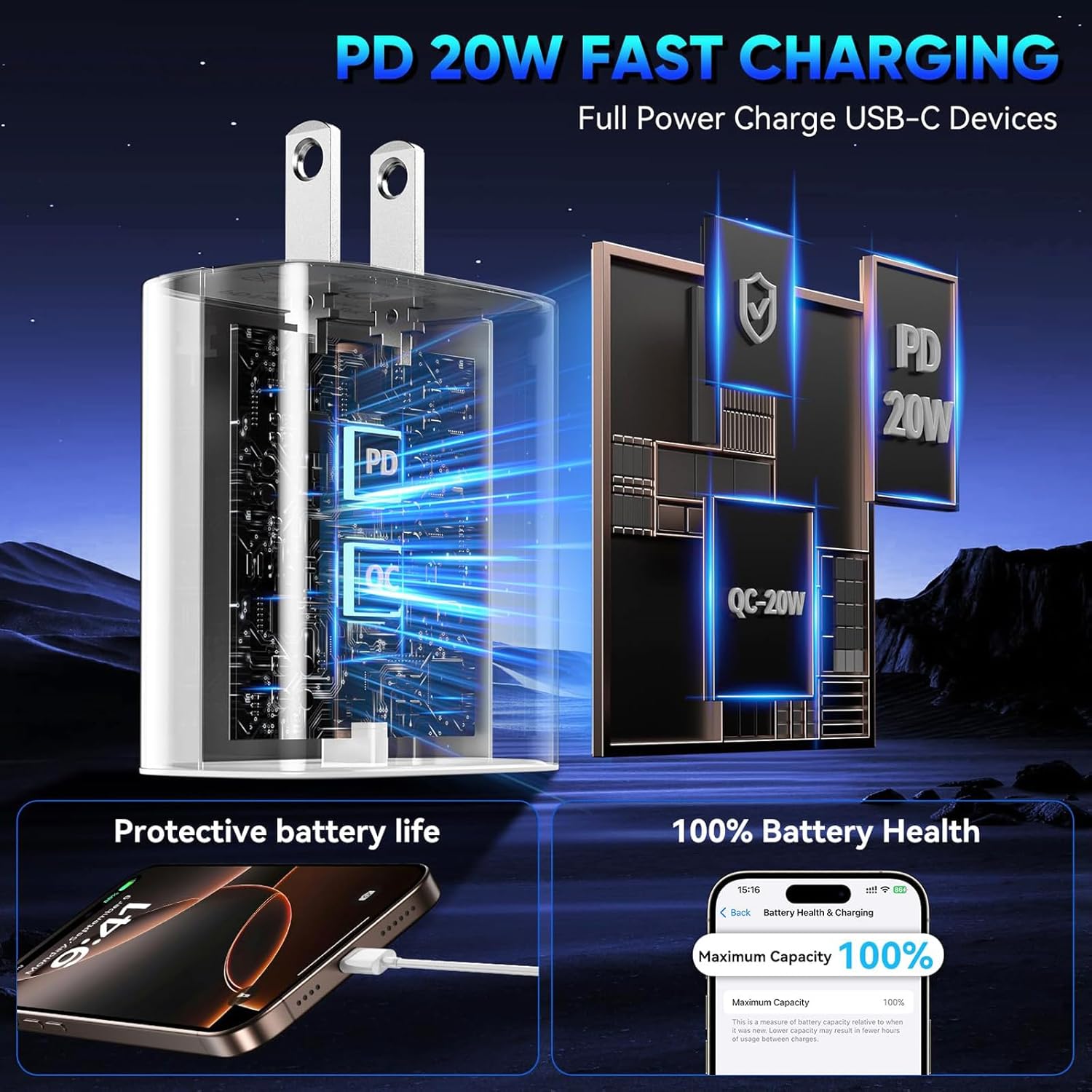 iPhone 15 16 Charger Fast Charging,Extra Long 10FT USB C to USB C Cable 20W USBC Apple Fast Charger Block for iPhone 16/16 Plus/16 Pro/16 Pro Max/16e/15/15 Plus/15 Pro/15 Pro Max/iPad Pro/Air/AirPods