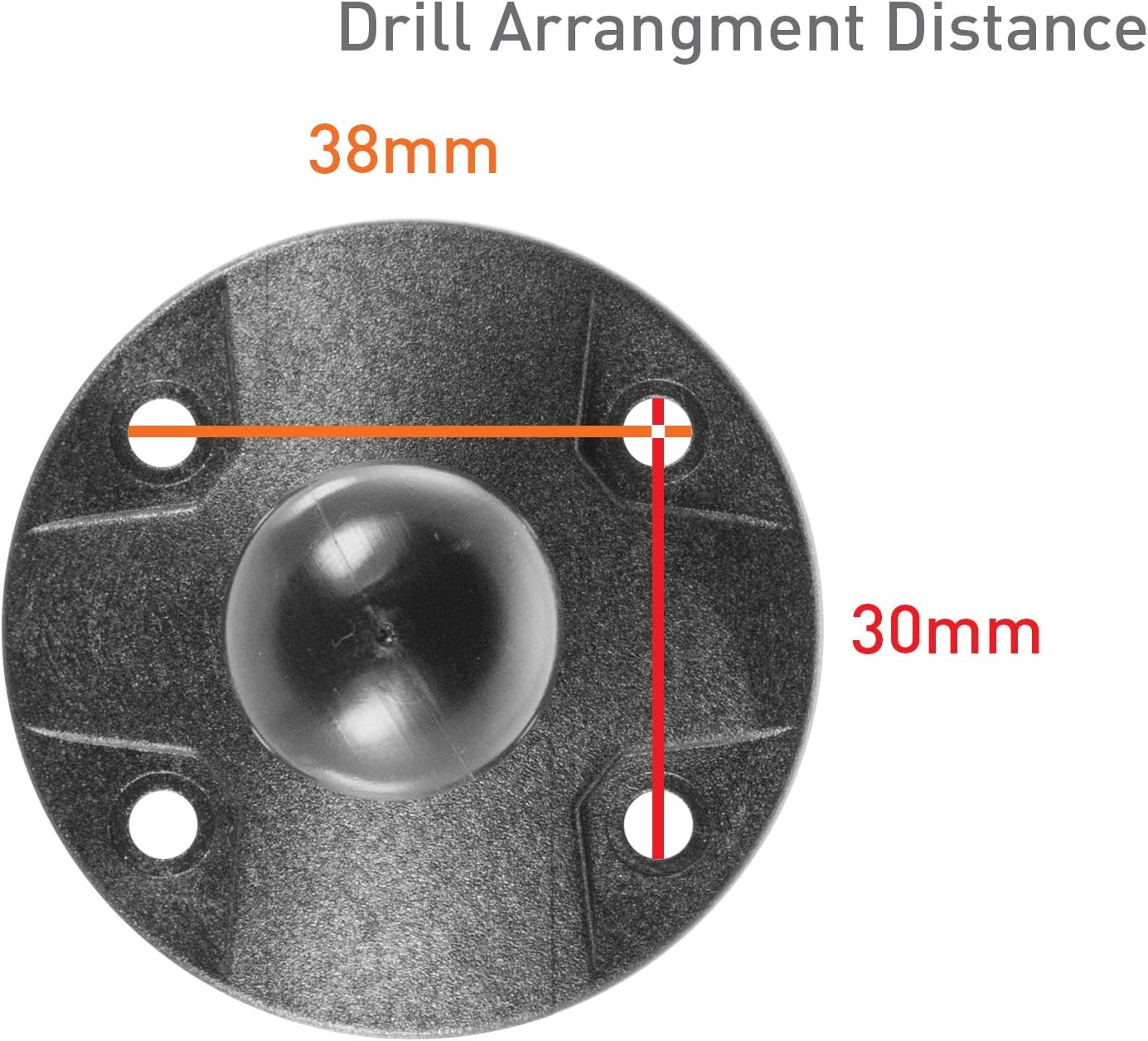 iBOLT 25mm / 1 inch Composite AMPS Round Adapter Plate for Industry Standard Dual Ball Socket mounting arms 23528