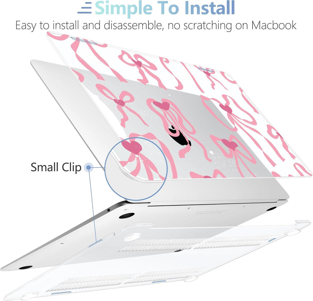 MEEgoodo for MacBook Air 13 inch Case 2021 2020 2019 2018 Released A2337 M1 A2179 A1932 with Touch ID, Plastic Hard Shell & Keyboard Cover Compatible with MacBook Air Case 13.3,Coquette Ribbon Bow