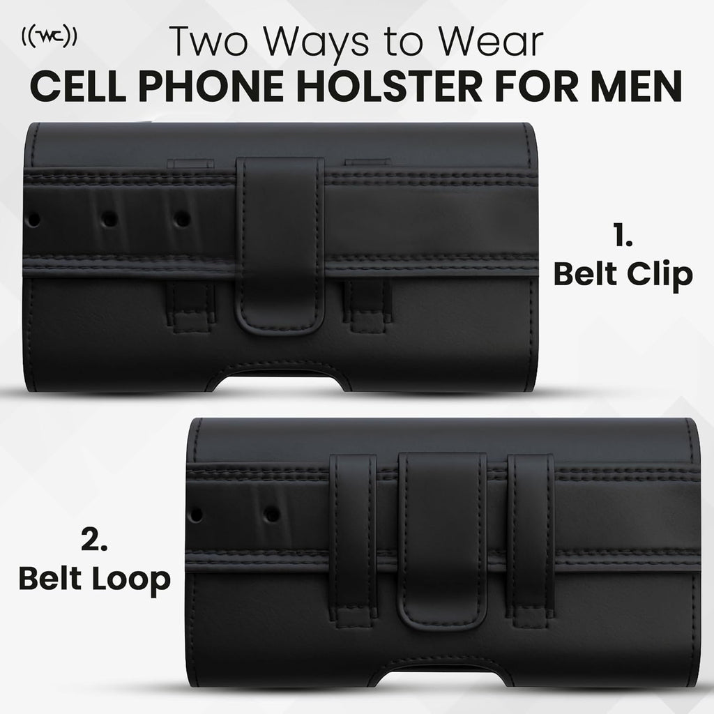Credit Card Slot Phone Holster for Men & Women – Leather Cell Phone Case & Phone Pouch with Belt Clip/Loop Holder, Fits iPhone Air 2025, 16 Plus, 15 Plus, 14 Plus, 11 Pro Max, XS Max