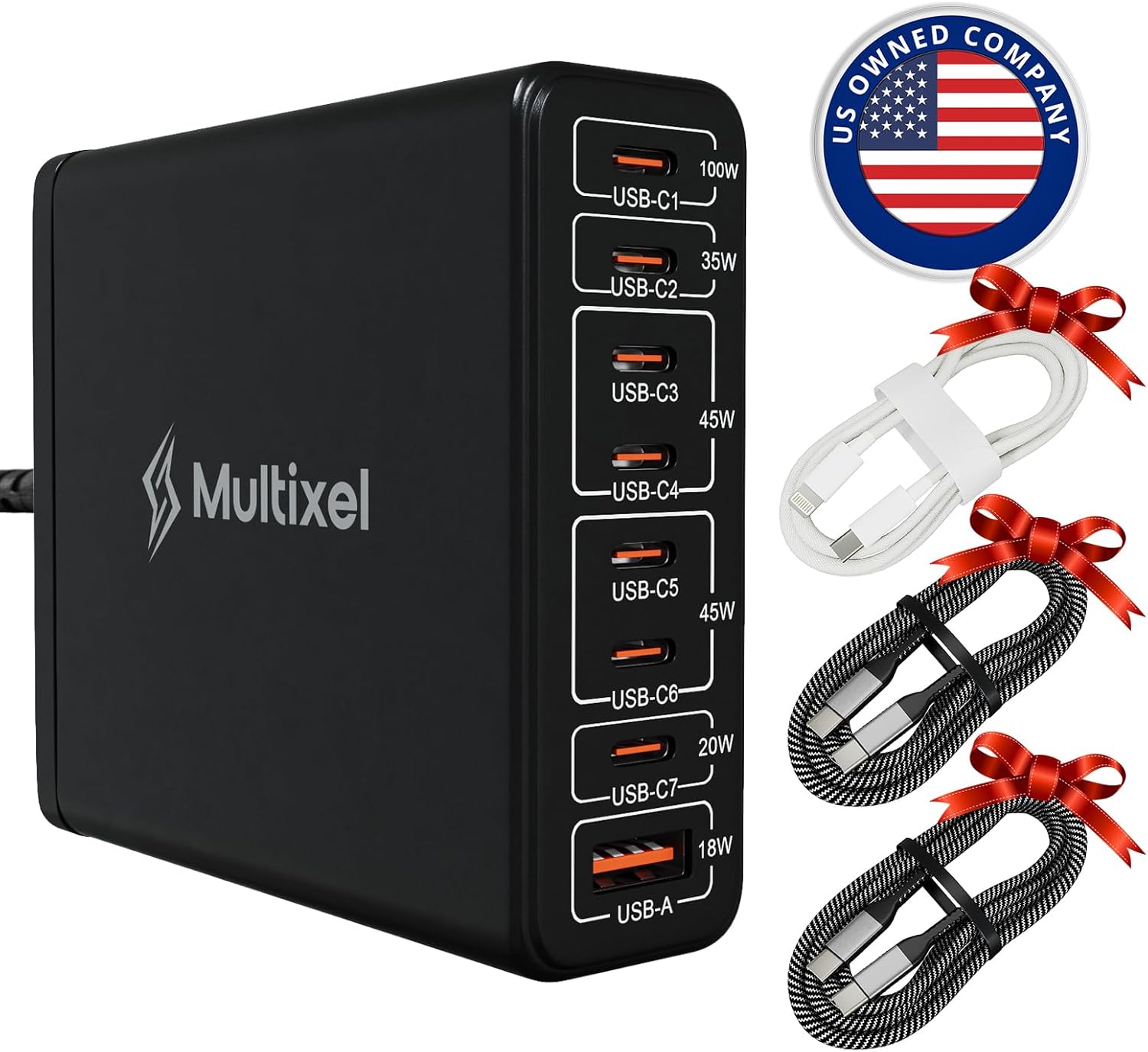 Upgraded 240W 8 Ports GaN Charger, USB Charging Hub, Multi USB C Charger Station, USB-C Charging Hub for MacBook Pro/Air/iPad Pro/iPhone/Samsung Galaxy Note