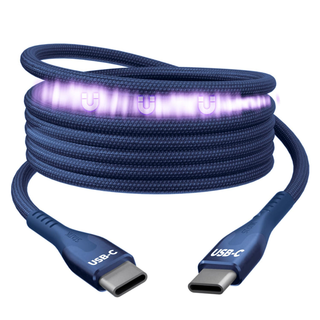 Statik MagStack Pro USB C to USB C Cable, Magnetic Type C Charger Fast Charging Cord, On The Go Magnetic Charging Cable for Car, Compatible with 16 Pro Max, 15, Galaxy S21 S20 Ultra, Navy 100W 3FT/1M