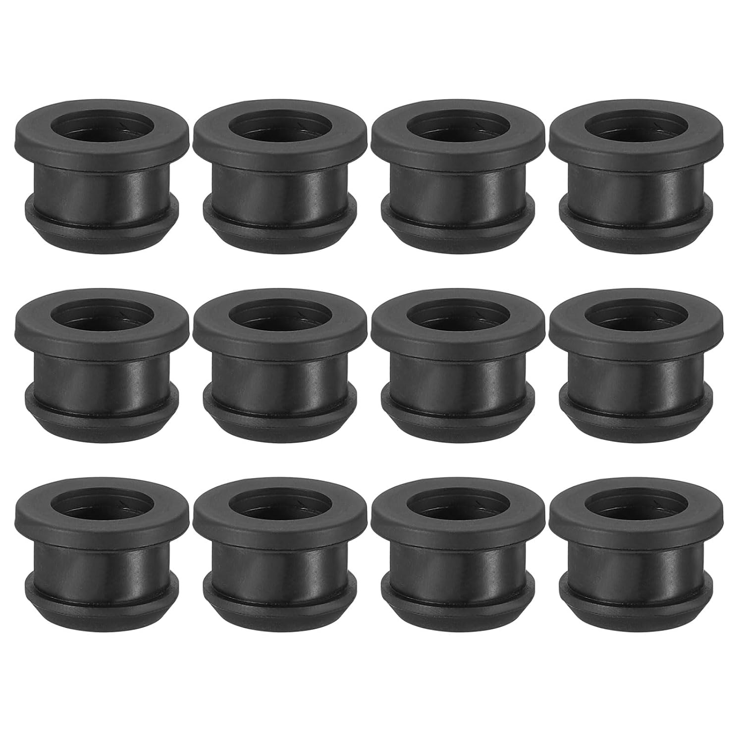 PATIKIL 15mm / 9/16 Inch Drill Hole,7/16 Inch ID Rubber Grommets, 12Pcs Top Hat Grommet for Wiring Eyelet Ring Gasket Automotive Firewall Cable Hole Plugs Wires Protection, Black