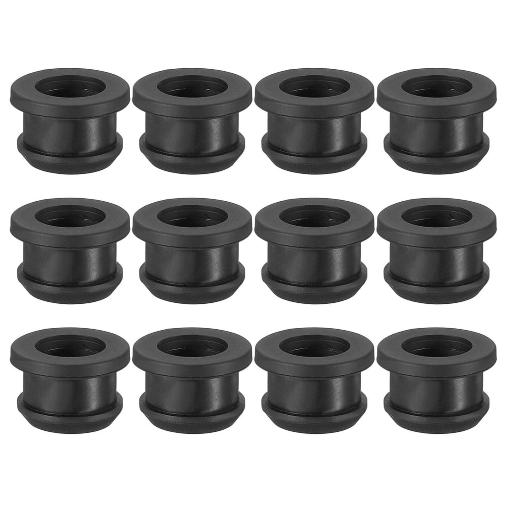 PATIKIL 13.5mm / 1/2 Inch Drill Hole,7/16 Inch ID Rubber Grommets, 12Pcs Top Hat Grommet for Wiring Eyelet Ring Gasket Automotive Firewall Cable Hole Plugs Wires Protection, Black