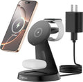 Magnetic Wireless Charger Stand 3 in 1 Charging Station 15W Fast Charging Stand Wireless Charger for iPhone16/15/14/13/12 Series, Watch Series, Earphone,Non-Slip Base