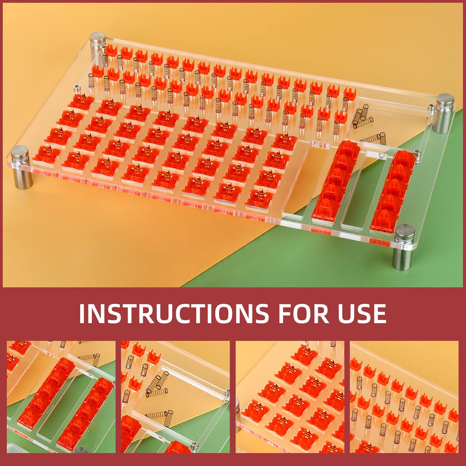 YIMAGUJRX RUNJRX 32 Switch Station, Acrylic Lube Kit for Custom Gaming Keyboard (10Pcs)