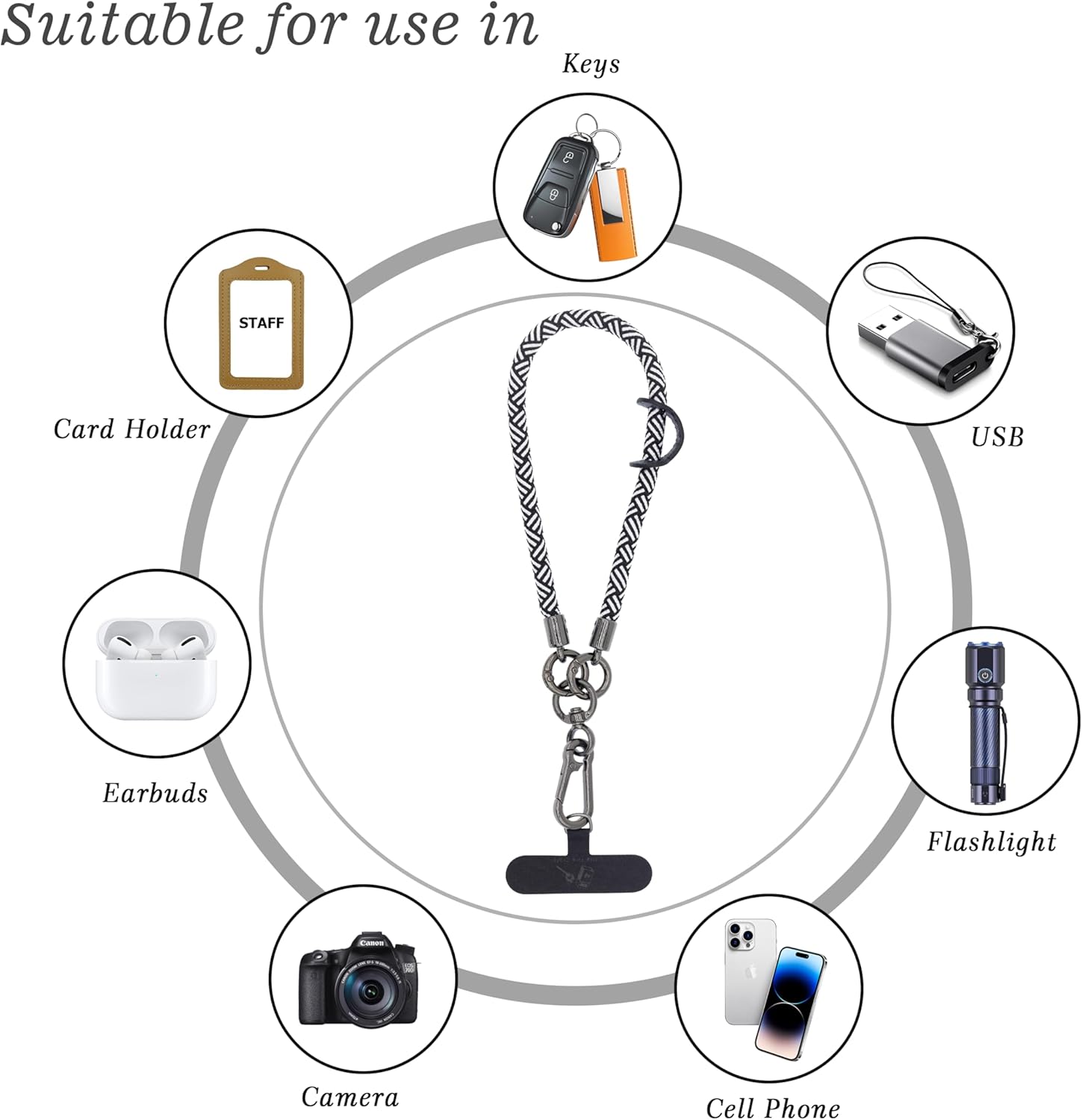 Cell Phone Wrist Strap Phone Lanyard Wrist Phone Wristlet Lanyard Hand Wristlet Strap (Zebra Black)