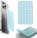 Octobudy Silicone Sticky Grip Suction Cup Phone Mount - Double Sided, Higher Suction Power Holder for Hands-Free Selfies & Videos,Silicone Phone Sticky Grip Compatible iPhone Android（Blue）